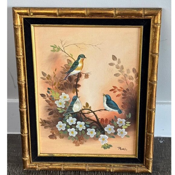 Vintage Other - Vintage Bird Painting Frame By Pearl Artist Multicolor Size 15x20